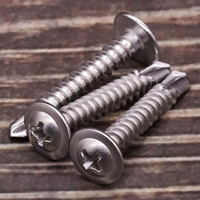 EASTLO (100 pcs) #8 x 1-1/2" Stainless Wafer Head Self Drilling Screw, Modified Truss Head Self Driller, Phillips Drive Sheet Metal Tek Screws, 410 Stainless Steel, #2 Drilling Point, Dovetail - Image 2